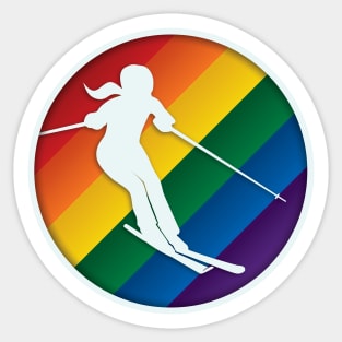 LGBTQ+ Skier with ponytail Sticker